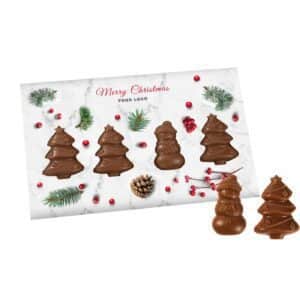 Upominki świąteczne dla firm - zestaw czekoladek kartka z choinkami